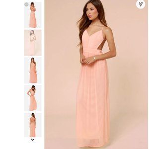 Lulu's Rooftop Garden Backless Peach Maxi Dress - Large